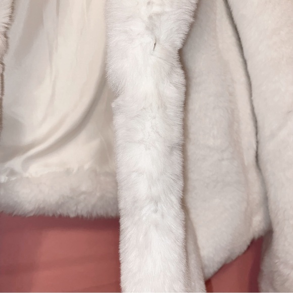 White Faux Fur Coat Jacket Coat Pocket Large 12 14 INC International Concepts - Picture 6 of 12